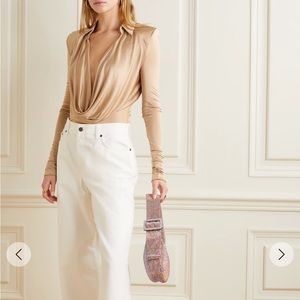 Gauge81 Bauska Draped Bodysuit in Beige/Natural NWT